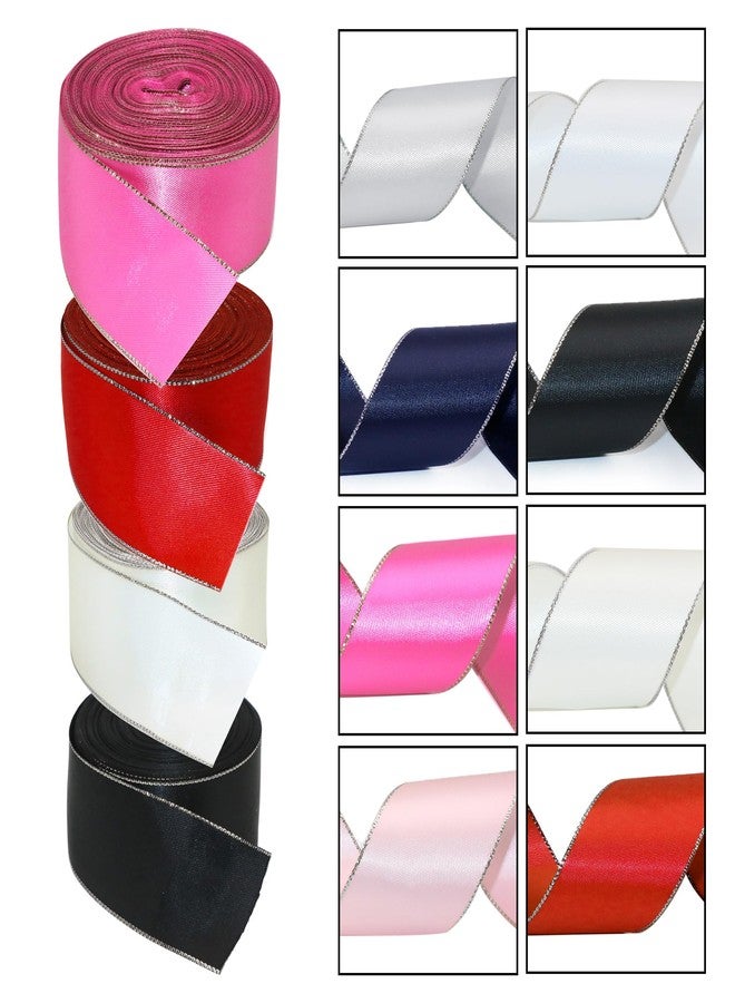 David accessories Satin Ribbon with Silver Edges 1.5 Inch Wide 20 Yards, Gold Border Fabric Ribbons for Gift Wrapping DIY Crafts Christmas Decor Wreath Bows Invitations (White) - Image 4